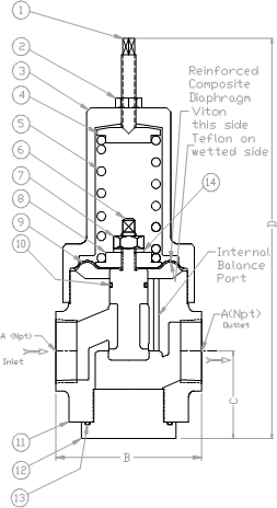 Pressure regulator in-Line PRS09i Npt connections