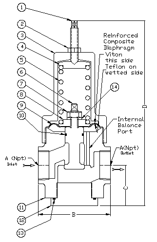 Pressure regulator in-Line Npt connections