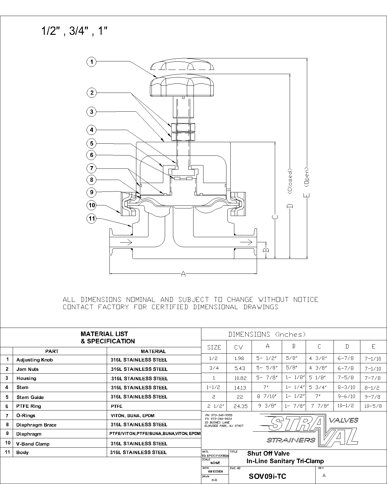 Sanitary Diaphragm Shut off Schematics